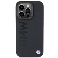 BMW Ādas Hot Stamp viedtālruņa apvalks iPhone 15 Pro Max - melns