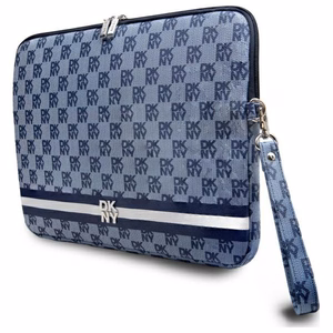 DKNY Sleeve Checkered Pattern Printed Stripes 14" Laptop Case - Blue