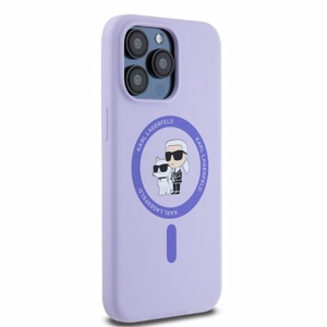 Karl Lagerfeld silikona Karl&Choupette galvu gredzens Magnētiskais viedtālruņa apvalks iPhone 15 Pro Max - Violets