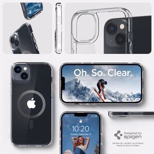Spigen Ultra Hybrid magnētiskais apvalks ar MagSafe iPhone 14 Plus – caurspīdīgi pelēks