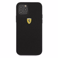 Ferrari FESPEHCP12LBK iPhone 12 Pro Max 6.7" melns/melns cietais apvalks On Track Perforated