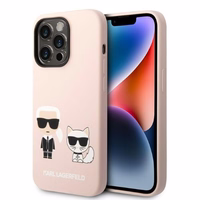 Karl Lagerfeld KLHMP14LSSKCI iPhone 14 Pro 6.1 "cietais viedtālruņa apvalks gaiši rozā / gaiši rozā silikona Karl & Choupette MagSafe