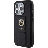 Guess viedtālruņa apvalks ar statīvu Grip Stand 4G Saffiano Strass iPhone 15 Pro Max - melns