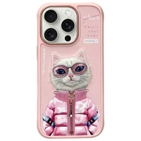 Nimmy Cool&Cute 2.0 Kaķa viedtālruņa apvalks iPhone 16 Pro Max - rozā