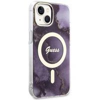 Guess GUHMP14SHTMRSU iPhone 14 6.1" violeta/violeta cietais apvalks Golden Marble Magnētiskais