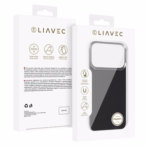 Liavec Carbon Layer Magsafe Aramid Fiber maciņš priekš Iphone 17 Pro Max melns