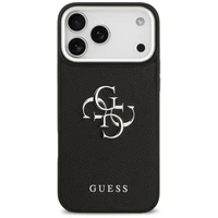 Guess Grained Big 4G Classic Logo viedtālruņa apvalks iPhone 17 Pro Max - melns