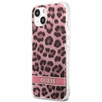 Guess GUHCP13SHSLEOP iPhone 13 mini 5.4" rozā cietais viedtālruņa apvalks Leopard