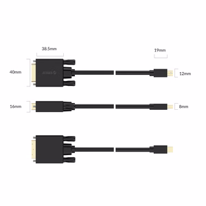Orico XD-MDTD Mini DisplayPort–DVI, Full HD 60 Hz kabelis, 2 m – melns