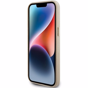 Guess Mirdzošs glancēts uzraksts apvalks iPhone 15 Pro - zelta