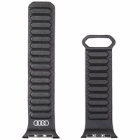 Siksniņa Audi Logo Genuine Leather Magnetic Ring priekš Apple Watch 40/41/42mm melns