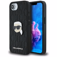 Karl Lagerfeld Monogram Karl Head Pin viedtālruņa apvalks iPhone 16e - melns