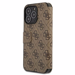 Guess GUBKP13X4GMGBR iPhone 13 Pro Max 6.7" brūns/brūns grāmatas tipa apvalks 4G Big Metal Logo