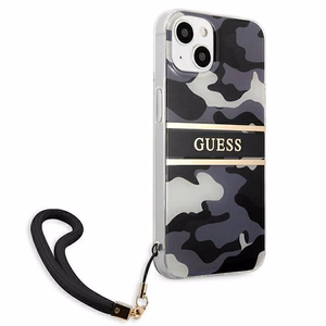 Guess GUHCP13MKCABBK iPhone 13 6.1" чёрный/чёрный жёсткий чехол Camo Strap Collection