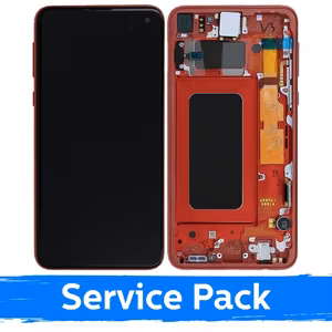 LCD displejs saderīgs ar Samsung G970 S10e ar rāmi / Cardinal Red / (Service Pack)