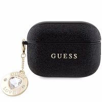 Guess GUAP2PGEHCDK apvalks AirPods Pro 2 - melns Fixed Glitter Heart Diamond Charm