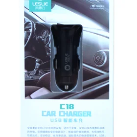 Auto lādētājs Leslie C18 ar 2 USB 2.4A (1A+2A) melns