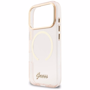 Guess IML Script Metal MagSafe Case for iPhone 17 Pro - Pink