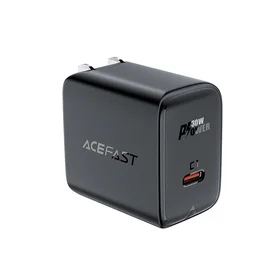 Acefast A23 30W GaN USB-C sienas lādētājs (ASV) – melns