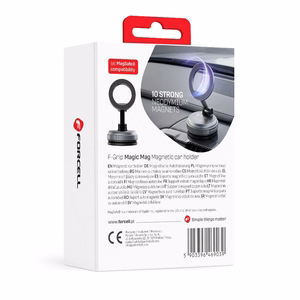 Forcell F-Grip Magic Mag magnētiskais auto telefona turētājs ar piesūcekni, saderīgs ar MagSafe – melns