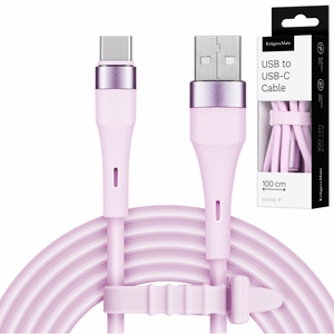 Kruger&Matz Basic USB–USB-C silikona kabelis, 1 m, rozā