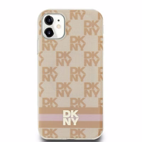 DKNY IML rūtainais mono raksts un drukātas svītras magnētiskais viedtālruņa apvalks iPhone 11 / Xr - rozā