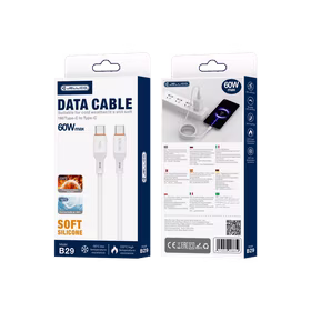 JELLICO kabelis B29 USB-C - USB-C PD 60W 1M balts