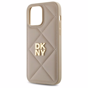 DKNY Quilted Stack Logo viedtālruņa apvalks iPhone 14 Pro - bēšs