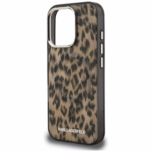 Karl Lagerfeld IML leoparda raksts magnētiskais apvalks iPhone 16 Pro Max - brūns