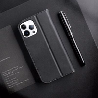 Dux Ducis Hivo ādas atverams vāciņš īstas ādas maks kartēm un dokumentiem iPhone 14 Pro Max brūna