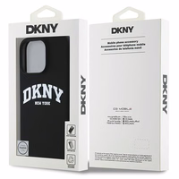 DKNY Silikona baltais drukāts logotips magnētiskais iPhone 16 Pro viedtālruņa apvalks - melns