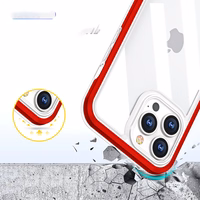  Skaidrs 3in1 vāciņš iPhone 13 Pro ar sarkanā rāmis želejas pārklājums