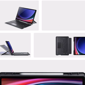 DUX DUCIS salokāms DK vāciņš ar bezvadu tastatūru ar apgaismojumu SAMSUNG Tab S10 Plus/S9 Plus/S9 FE Plus melns