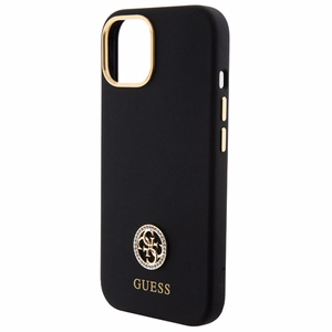 Guess silikona Logo Strass 4G viedtālruņa apvalks iPhone 15 - melns