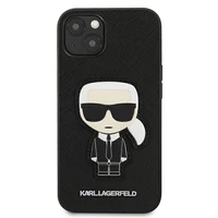 Karl Lagerfeld Saffiano Ikonik Karl's Patch Apvalks iPhone 13 mini - Melns