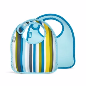 Набор неопреновых нагрудников BUILT Mess Mate для малышей, 2 шт., Baby Blue Stripe
