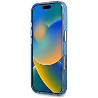 Guess IML Metal Glitter 4G Circle Triangle magnētiskais viedtālruņa apvalks iPhone 16 Pro - zils