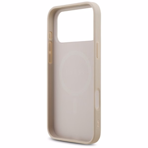 Guess Leather 4G Triangle Strass MagSafe maciņš modelim iPhone 17 Pro Max / 18 Pro Max – rozā