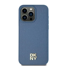 DKNY Ādas raksts metāla logotips Magnētiskais viedtālruņa apvalks iPhone 15 / 14 / 13 - zila