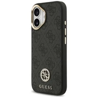 Guess 4G Strass Logo & Big Strap Metal Buttons Magnētiskais apvalks iPhone 17 - melns