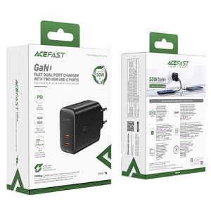 Acefast A29 PD50W GaN (USB-C + USB-C) divu portu lādētājs melns