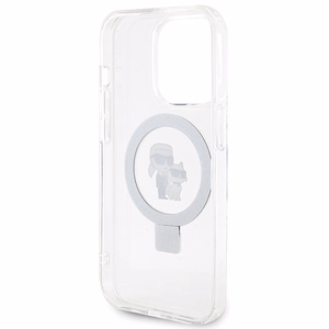 Karl Lagerfeld KLHMP15LHMRSKCH iPhone 15 Pro 6.1" balts/balts cietais apvalks Gredzena statīvs Karl&Choupette MagSafe