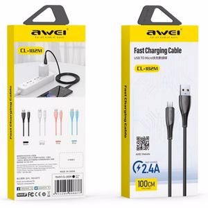 USB kabelis Awei CL-182M USB uz MicroUSB 1.0m melns