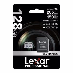 Lexar High-Performance Silver Plus microSDXC atmiņas karte 128 GB + adapteris