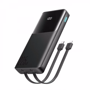 Portatīvais lādētājs Joyroom JR-PBF19 melns 10000mAh 22.5W (PD / QC3.0) + integrēti Type-C / Lightning kabeļi