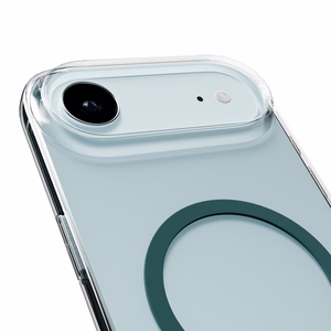 Puro Lite Mag TPU+PC viedtālruņa apvalks saderīgs ar MagSafe iPhone 17 Air - caurspīdīgs ar tirkīza gredzenu