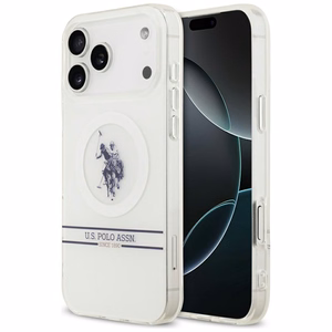 US Polo DH and Bottom Stripe Logo MagSafe Case for iPhone 17 Pro Max - White