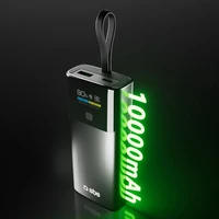 SBS 10000mAh PD 20W portatīvais lādētājs ar LCD ekrānu un iebūvētu USB-C kabeli - pelēka