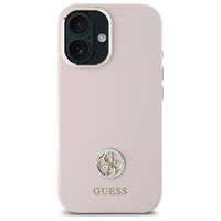 Guess Silicone Logo Strass 4G viedtālruņa apvalks iPhone 16 - gaiši rozā