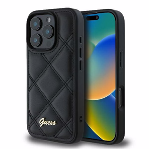 Guess Stepētais Metāla Logotipa viedtālruņa apvalks iPhone 16 Pro Max - melna
